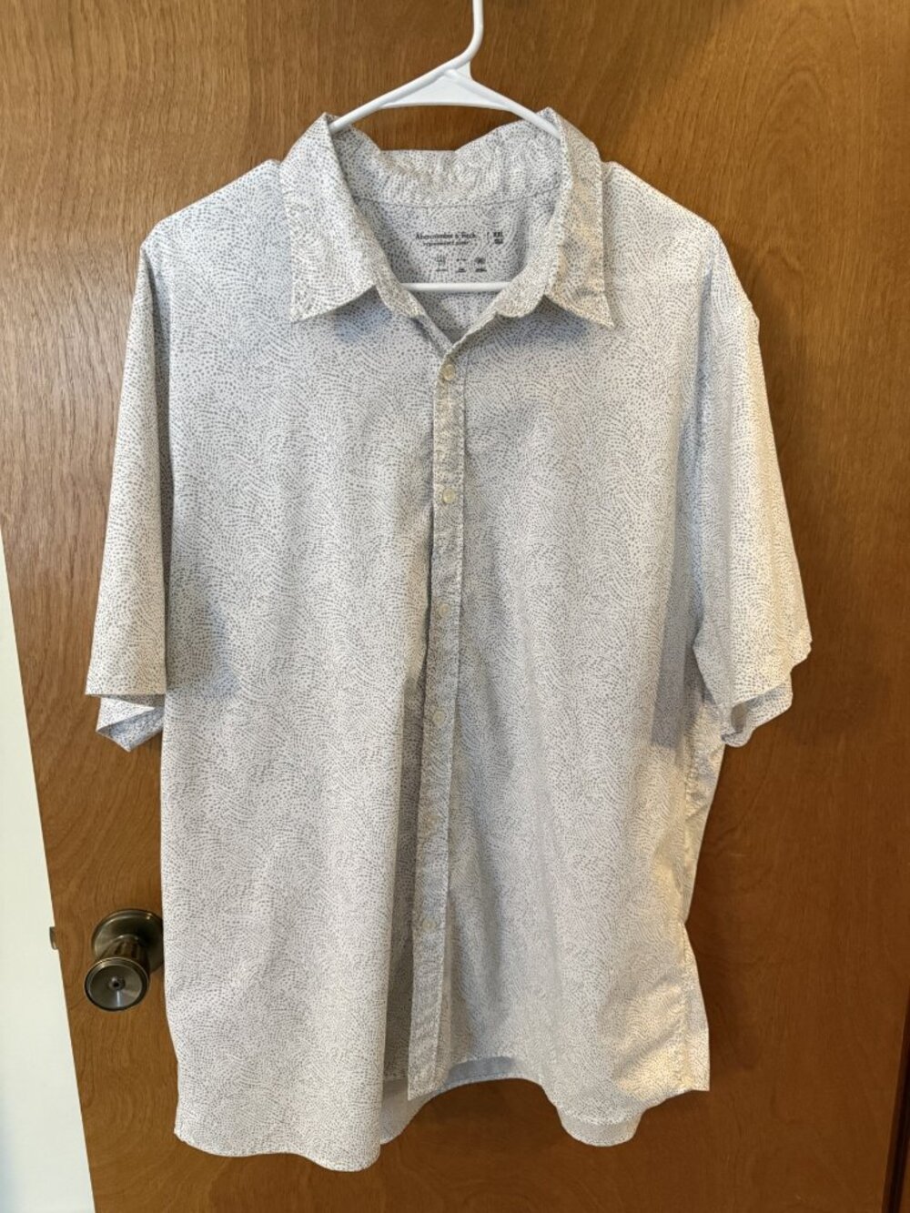 Abercrombie & Fitch Shirt Men Performance White Print Cotton Blend Stretch XXL